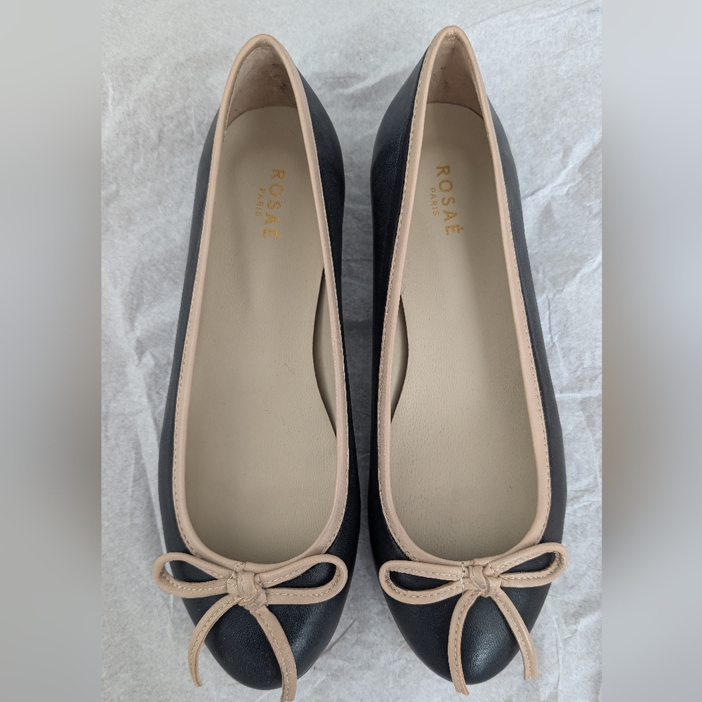 Rosae Paris Les Belleville Ballet Flats Black/Beige Piping 38 Brand New